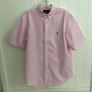 RALPH LAUREN Short Sleeve Seer Sucker Button-Down Size L